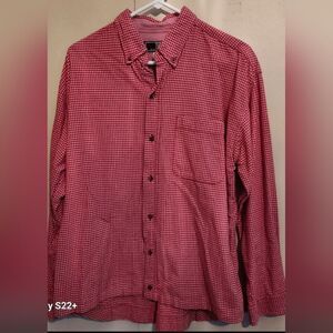 M0 Maurices Red & White check Button-Down Shirt mens long sleeve